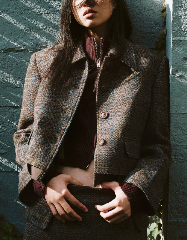 Plaid Straight Blazer Jacket